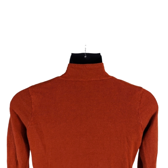 Eileen Fisher Petite Small Cinnamon Orange 100% Linen Knit Cardigan Sweater LS - Picture 14 of 14